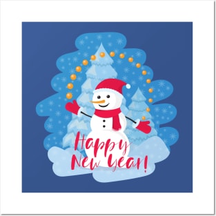 New Year Snowman Posters and Art